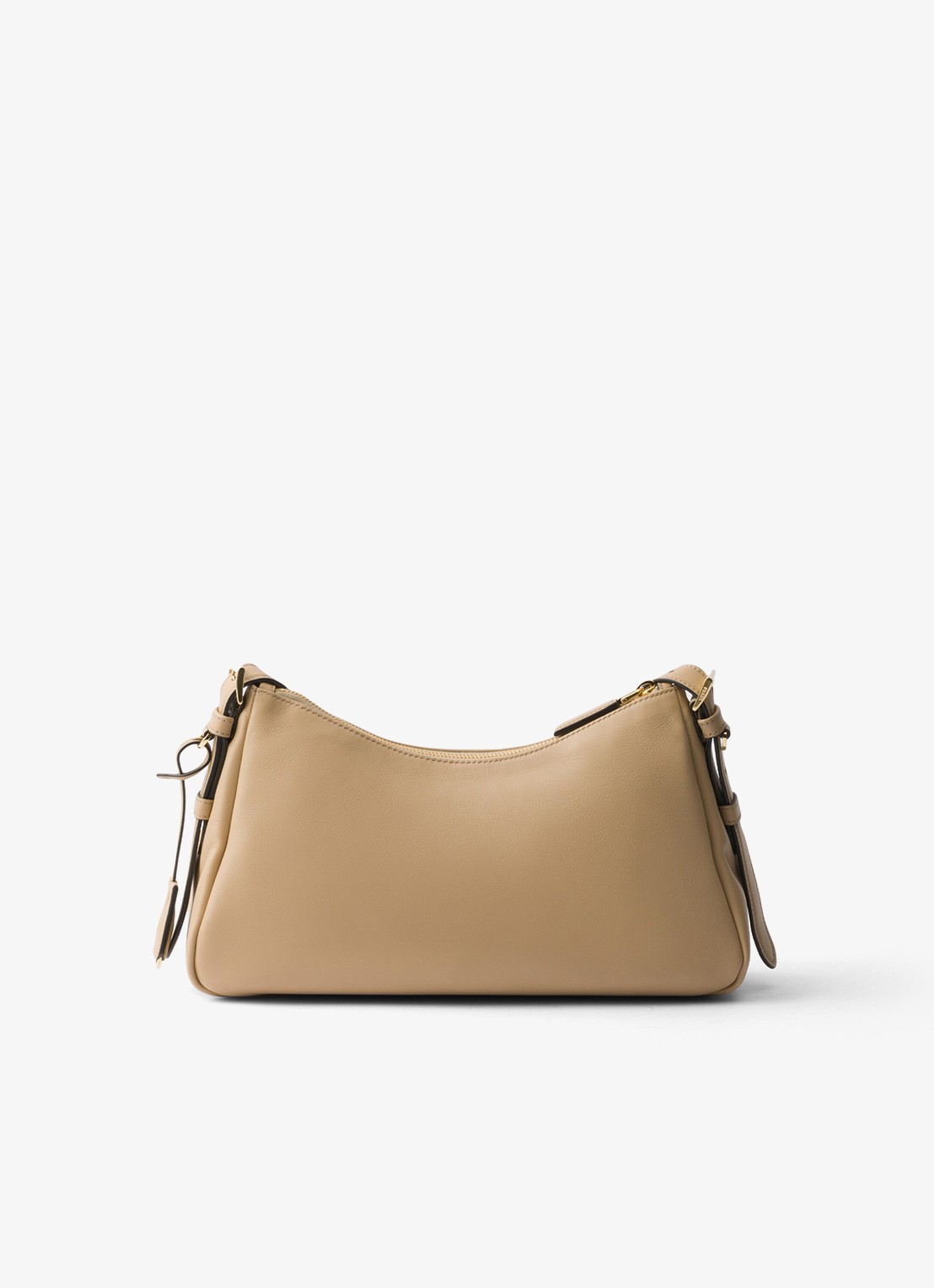 Prada Aimée Medium schoudertas van leer - achterkant beige