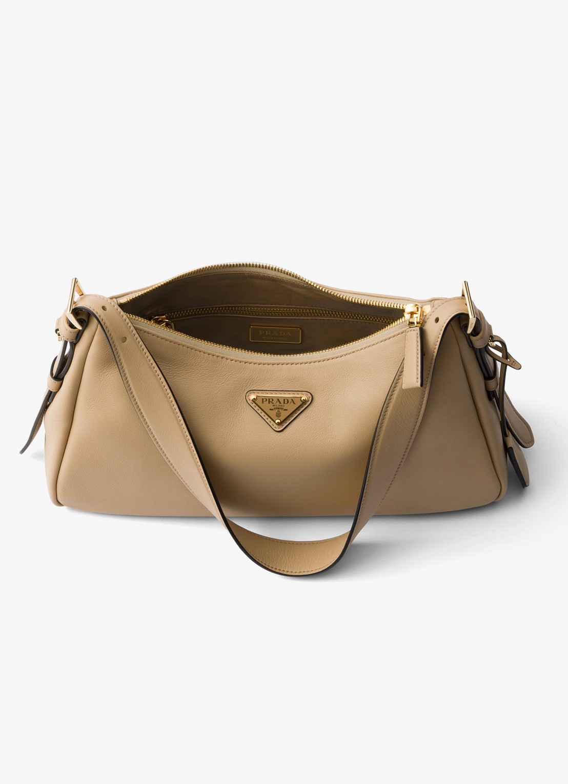 Prada Aimée Medium schoudertas van leer - detail 3 beige