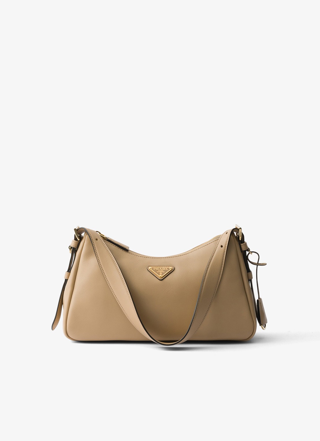 Prada Aimée Medium schoudertas van leer - voorkant 4 beige