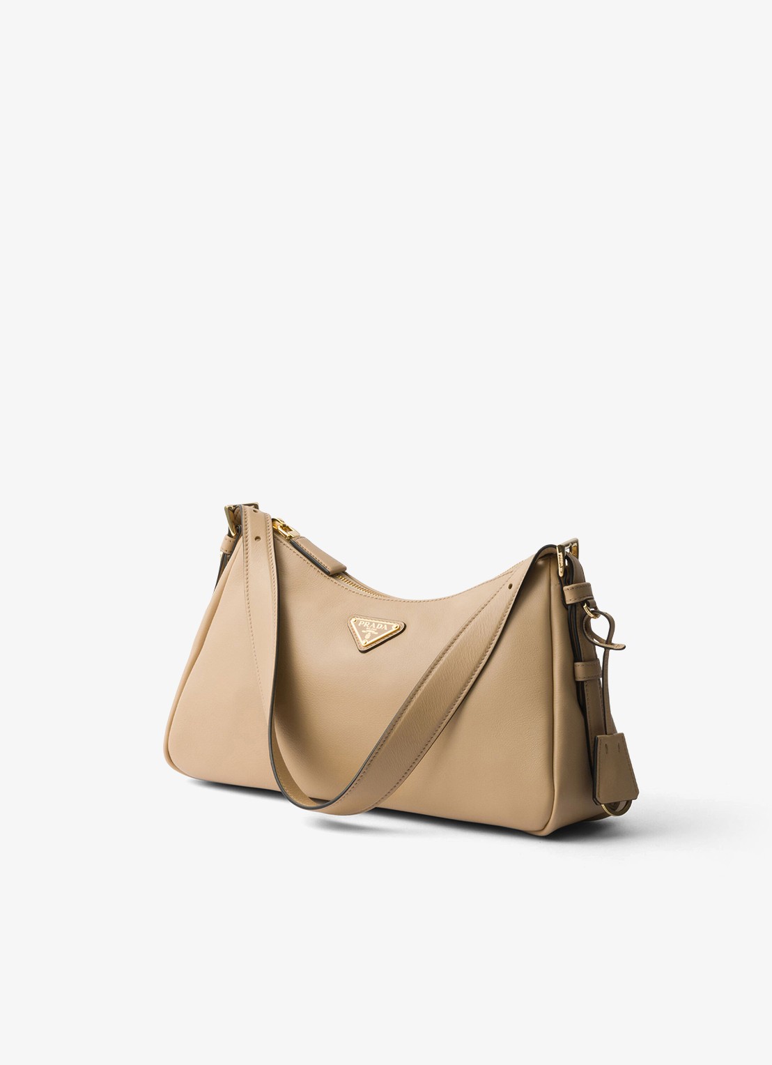 Prada Aimée Medium schoudertas van leer - voorkant 5 beige