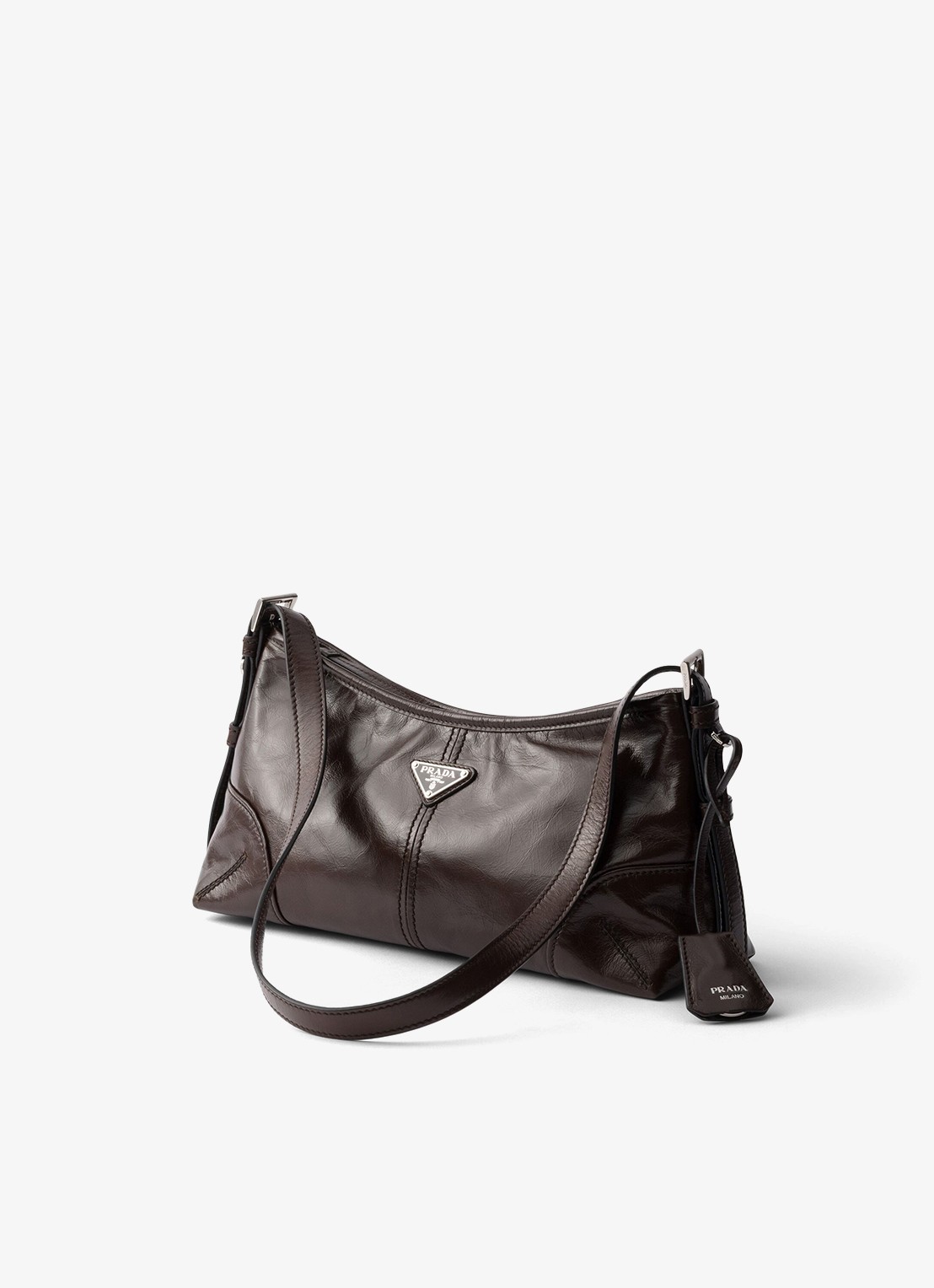 Prada Aimèe Medium schoudertas van leer - voorkant 2 bruin