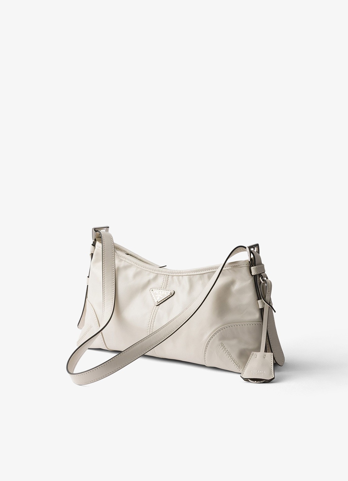 Prada Aimèe Medium schoudertas van leer - voorkant 6 wit