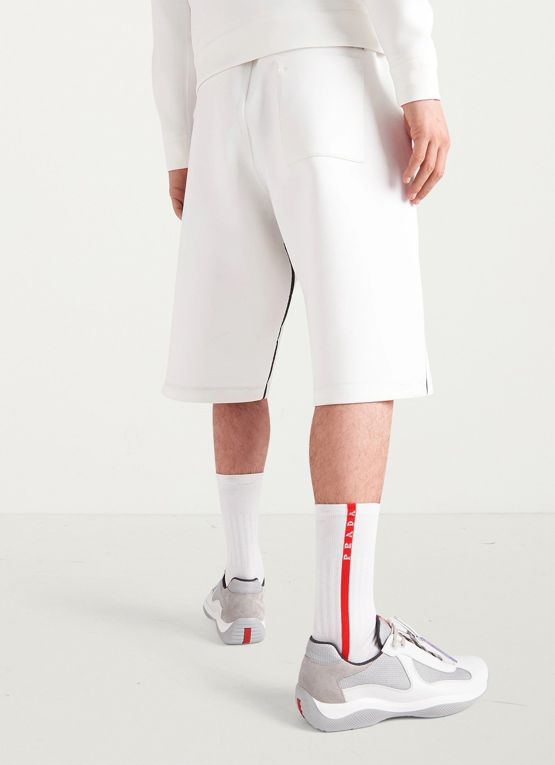 Prada America's Cup Original sneaker met leren details - achterkant 8 wit