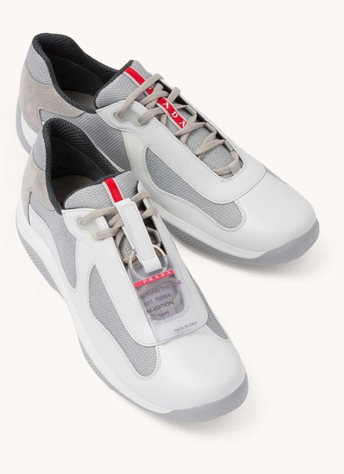 Prada America's Cup Original sneaker met leren details - detail 3 wit