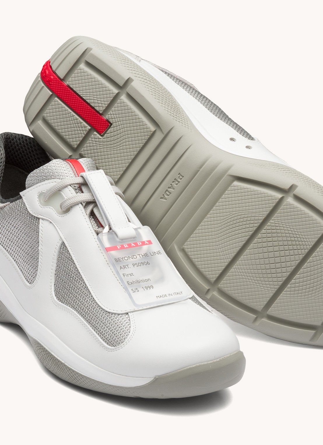 Prada America's Cup Original sneaker met leren details - detail 7 wit