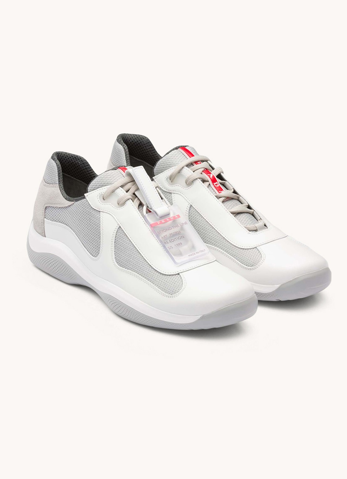 Prada America's Cup Original sneaker met leren details - voorkant wit