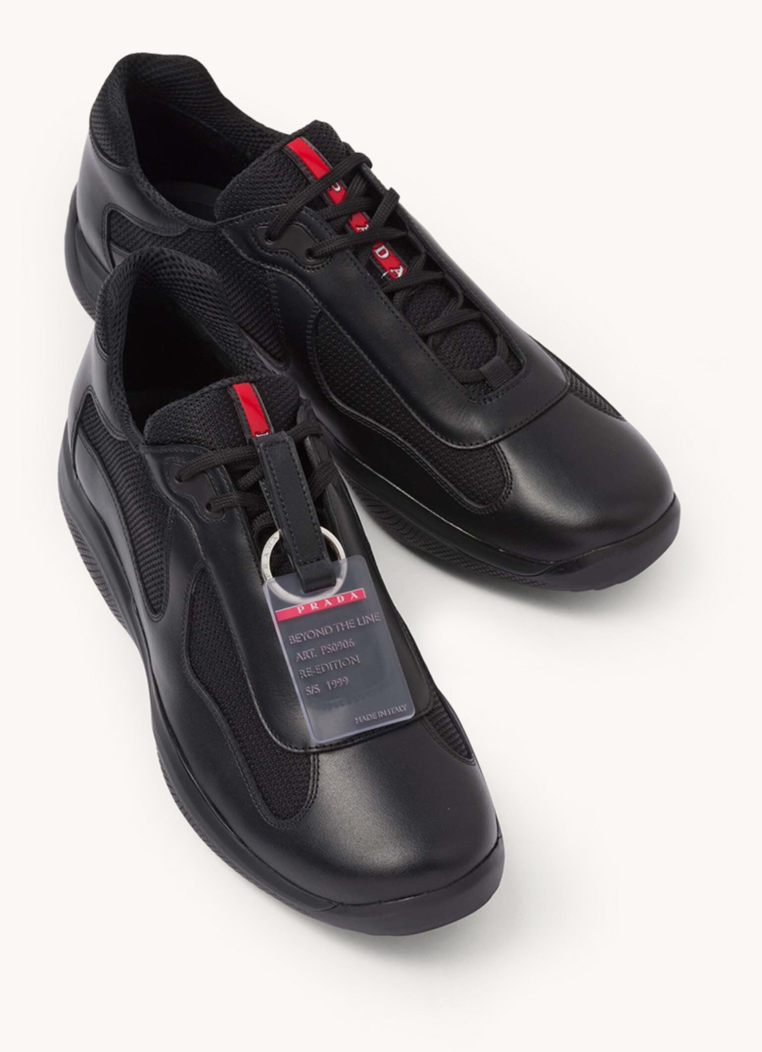 Prada America's Cup Original sneaker met leren details - detail 4 zwart