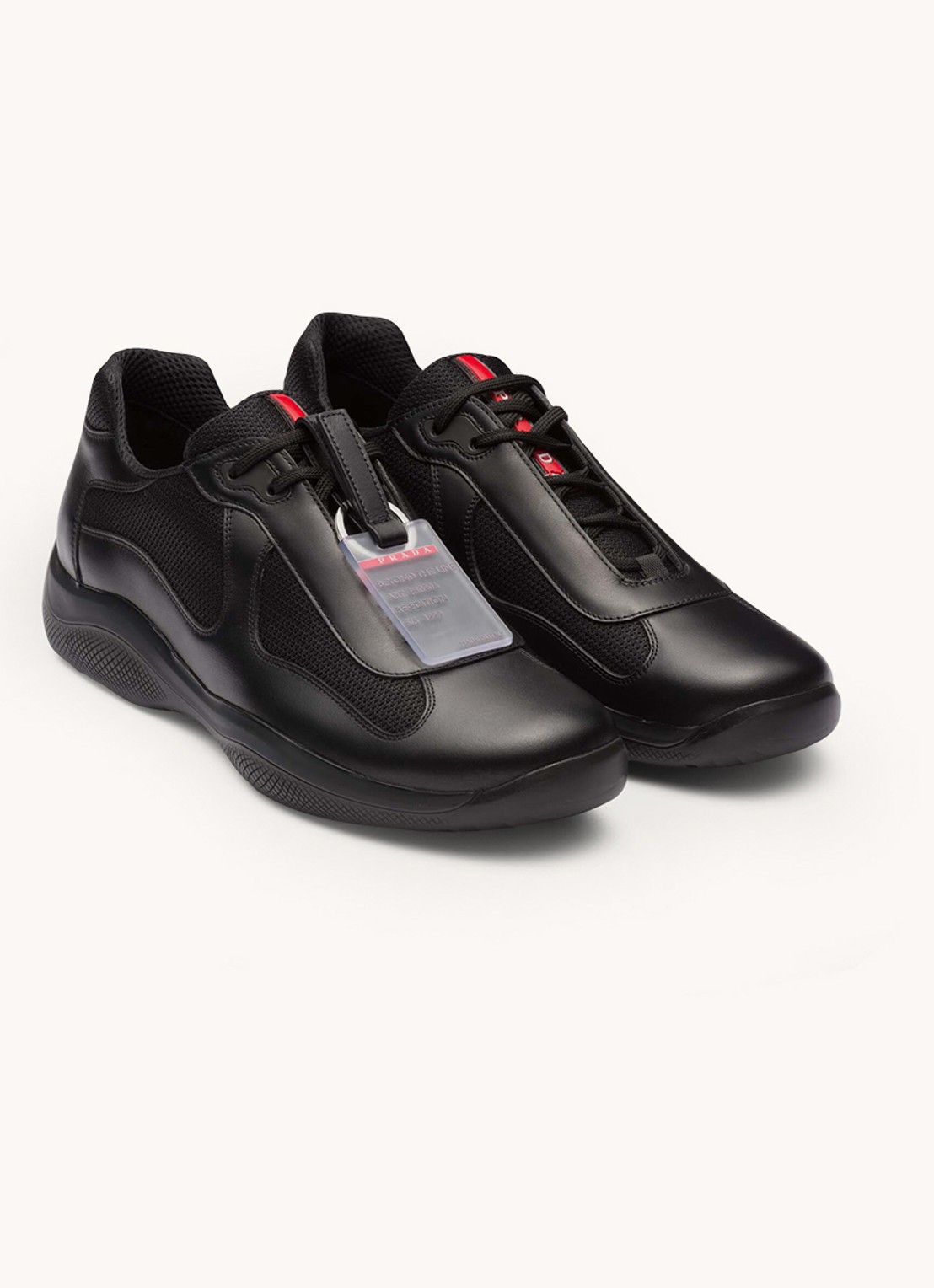Prada America's Cup Original sneaker met leren details - voorkant 2 zwart