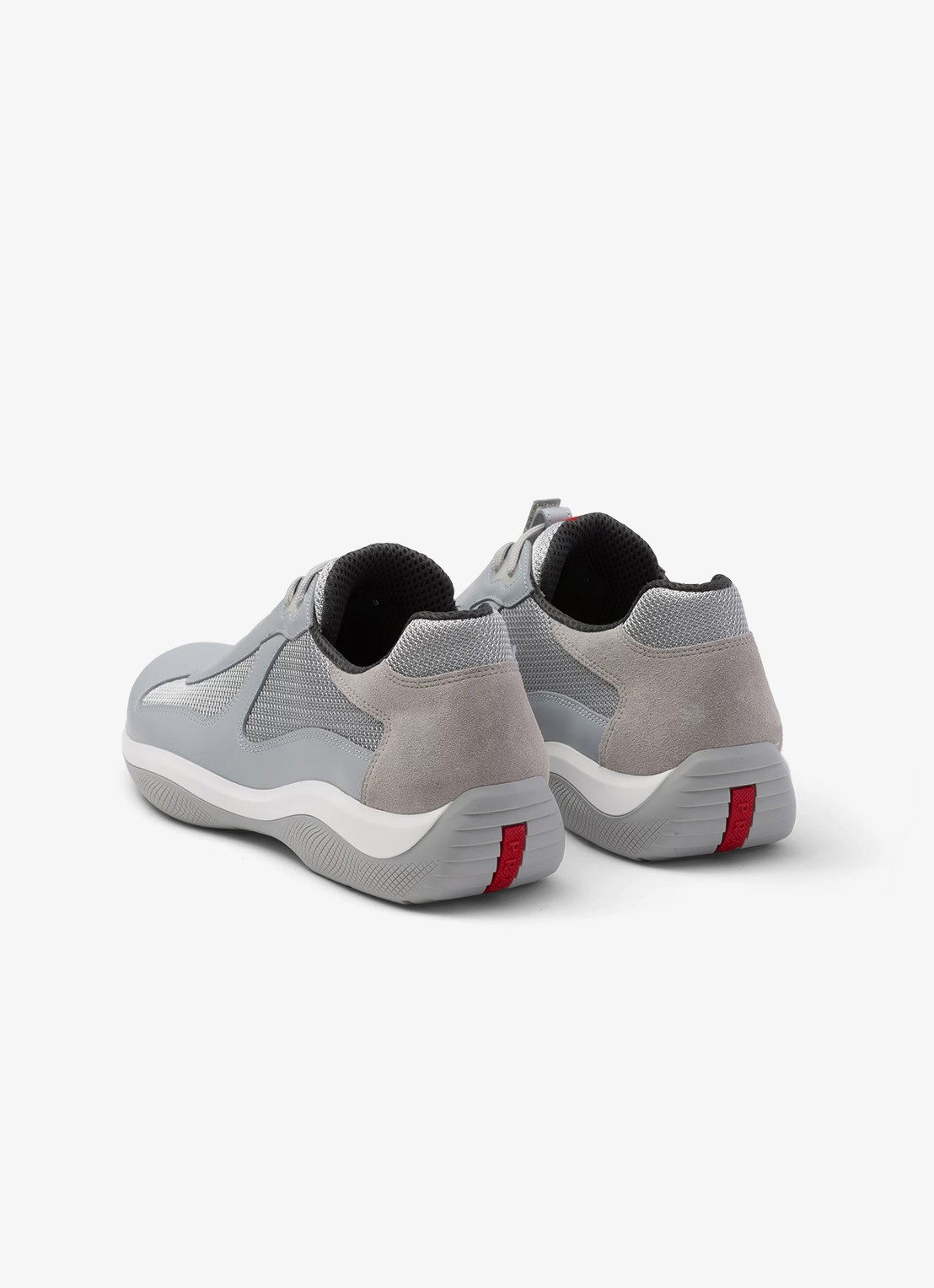 Prada America's Cup Original sneaker met leren details - achterkant 6 blauwgrijs