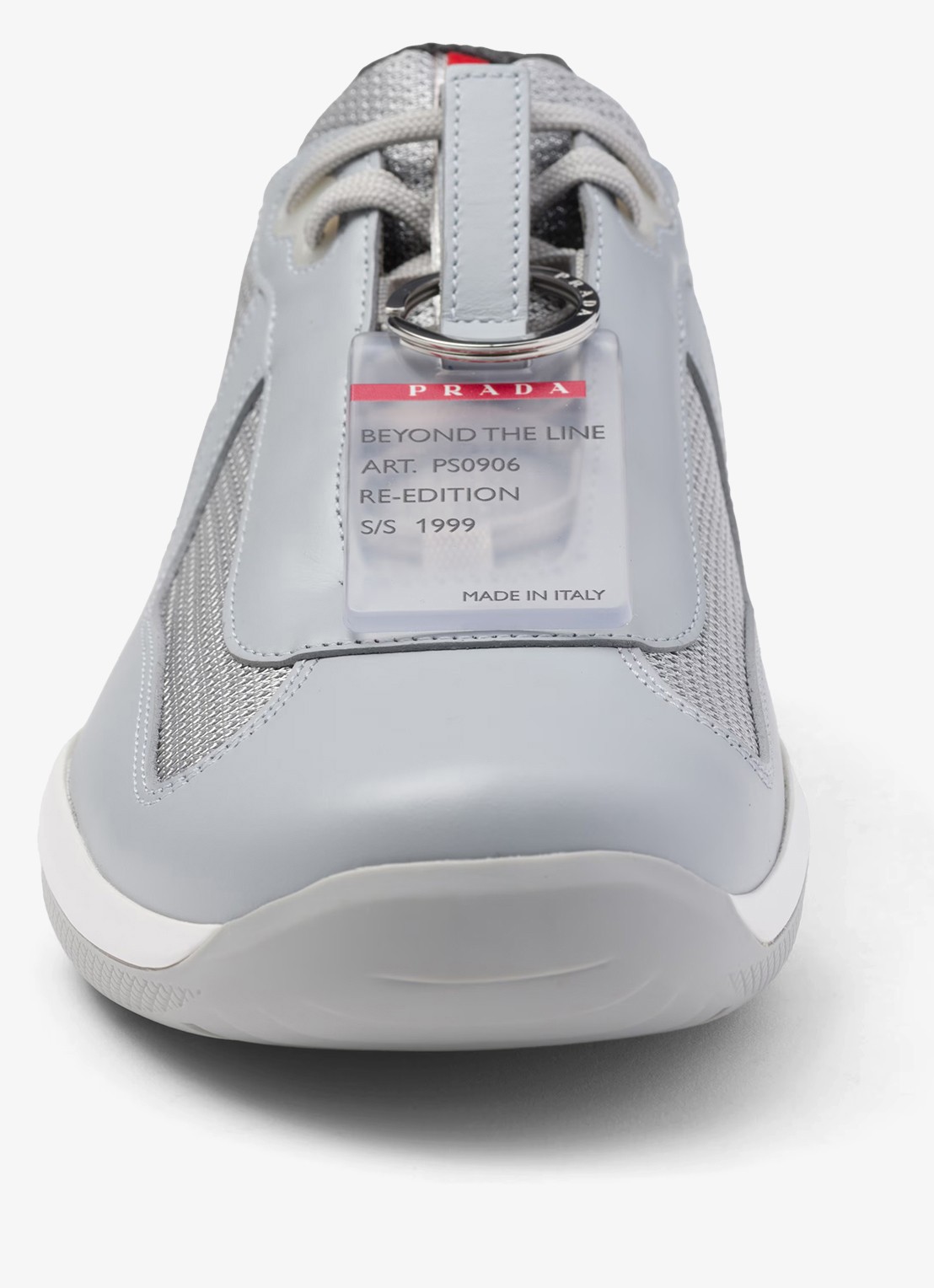Prada America's Cup Original sneaker met leren details - detail 2 blauwgrijs