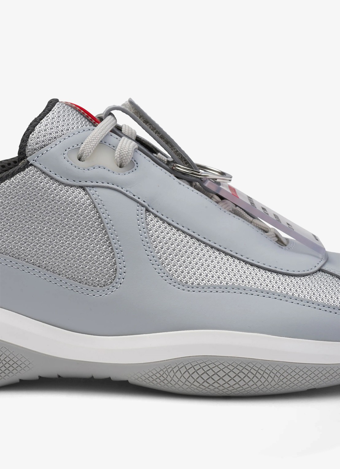 Prada America's Cup Original sneaker met leren details - detail 3 blauwgrijs
