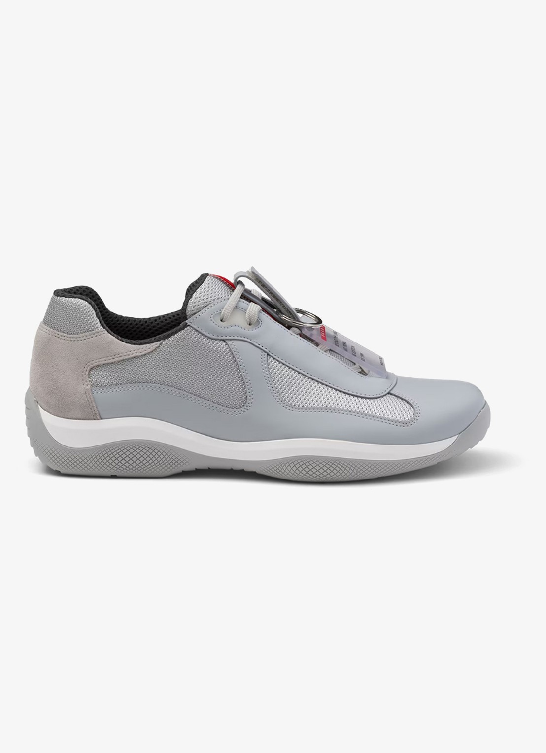 Prada America's Cup Original sneaker met leren details - voorkant 5 blauwgrijs