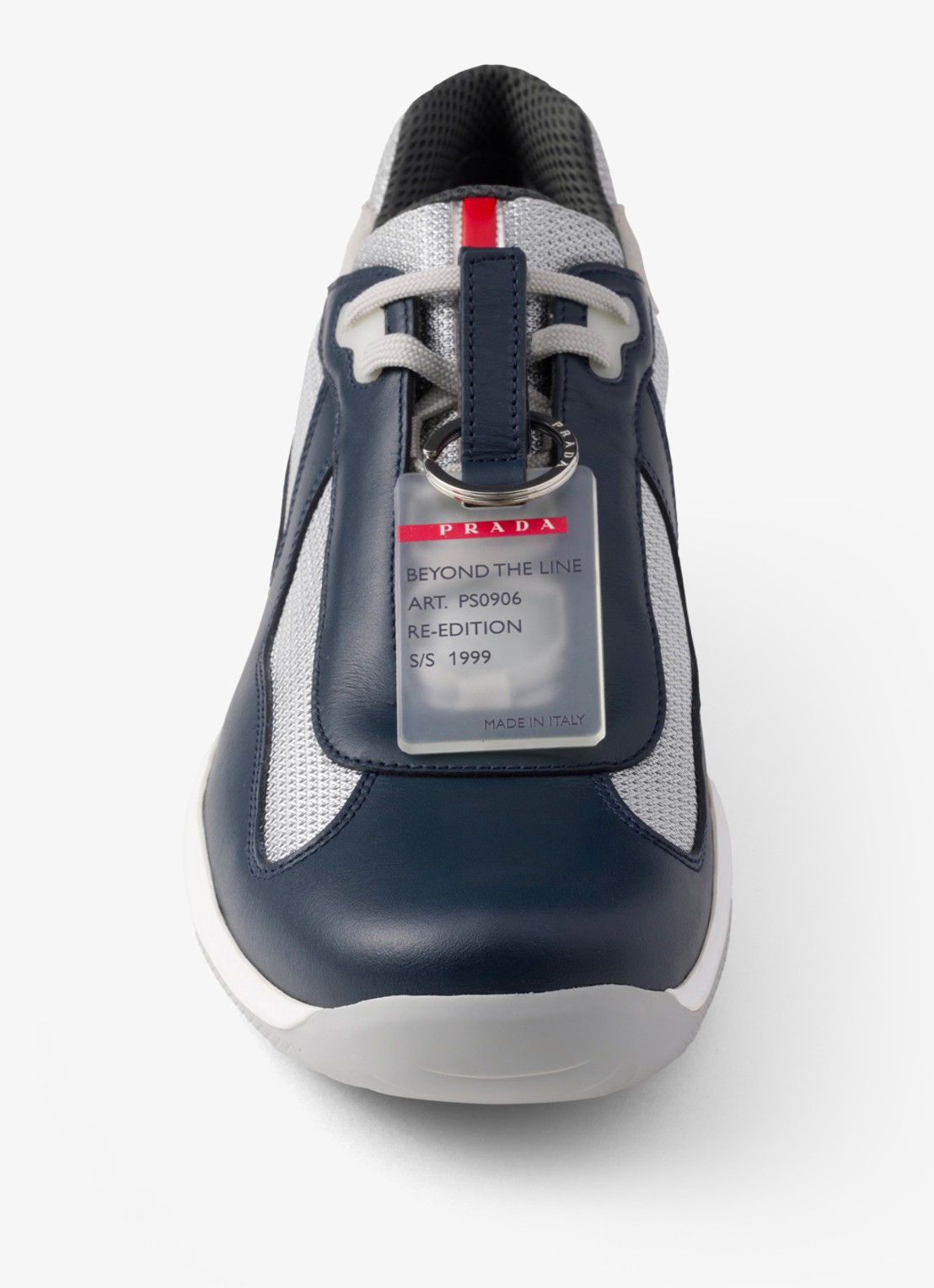 Prada America's Cup Original sneaker met leren details - detail 4 donkerblauw
