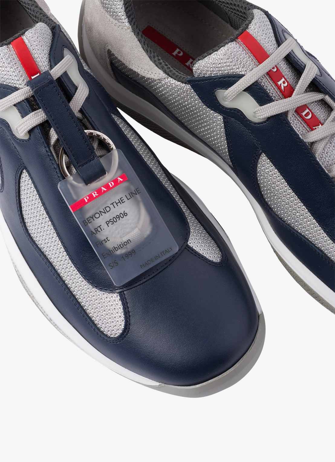 Prada America's Cup Original sneaker met leren details - detail 5 donkerblauw