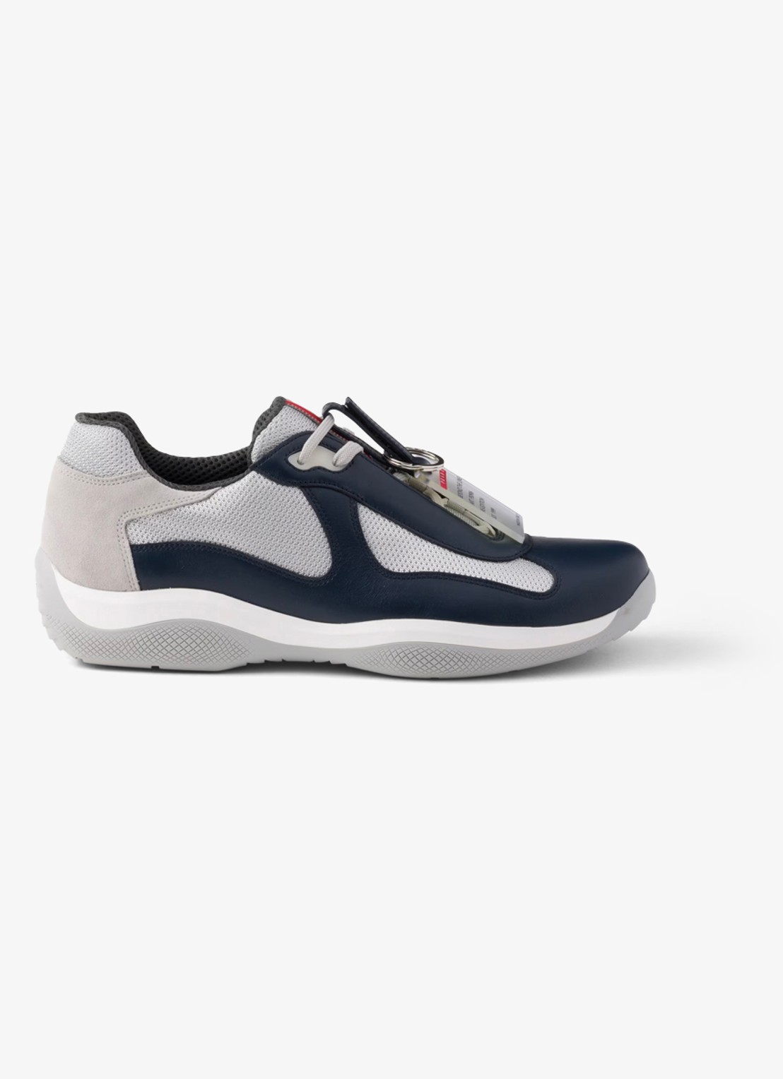 Prada America's Cup Original sneaker met leren details - voorkant donkerblauw
