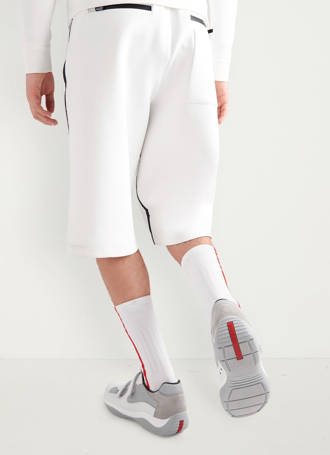 Prada America's Cup Original sneaker met leren details - voorkant 2 wit
