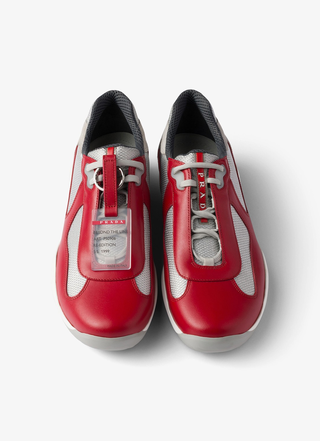 Prada America's Cup Original sneaker met leren details - detail rood