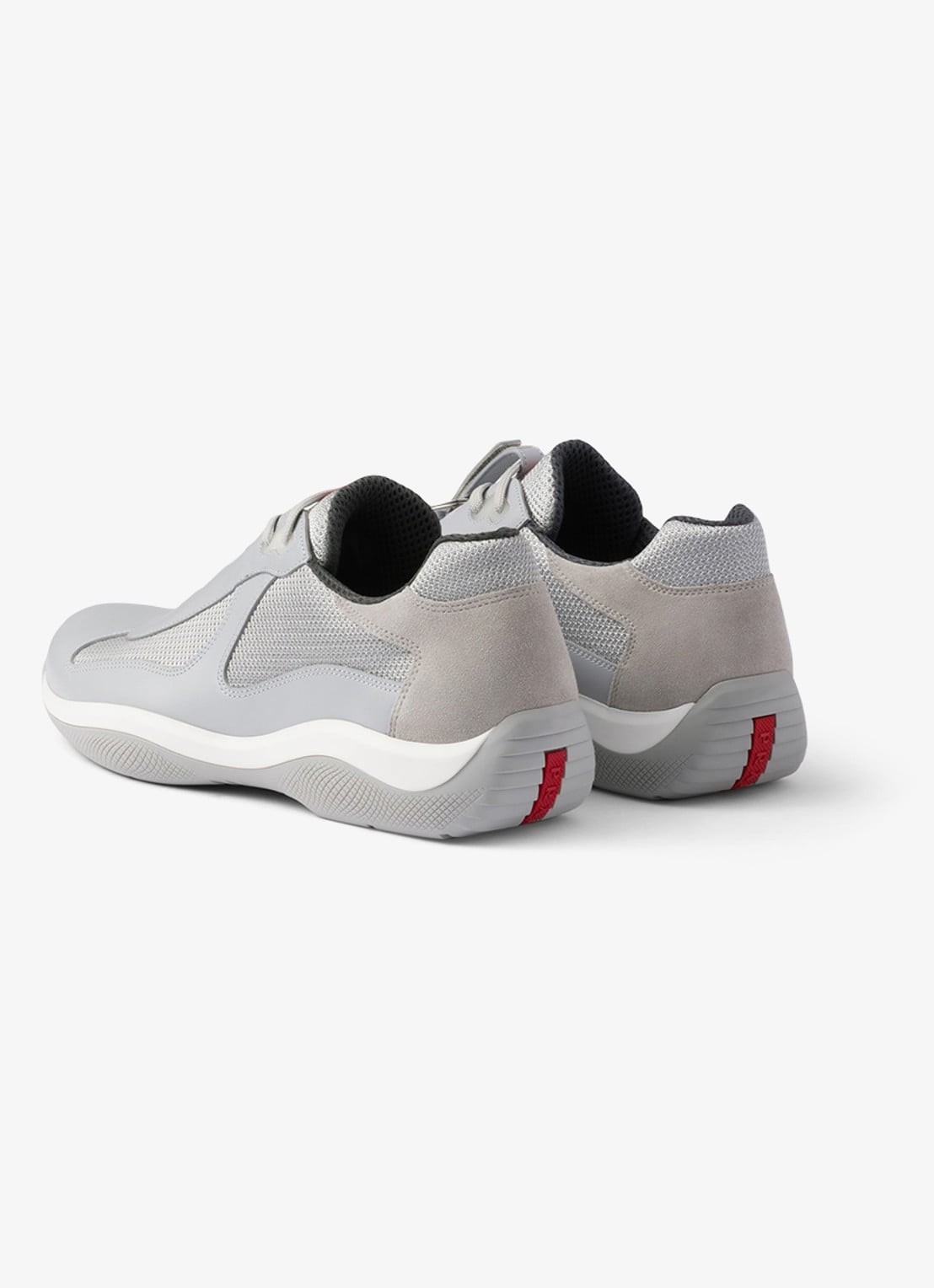 Prada America's Cup Original sneaker met leren details - achterkant lichtgrijs