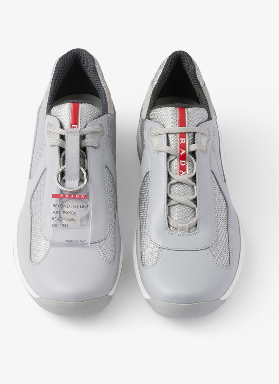 Prada America's Cup Original sneaker met leren details - detail 4 lichtgrijs