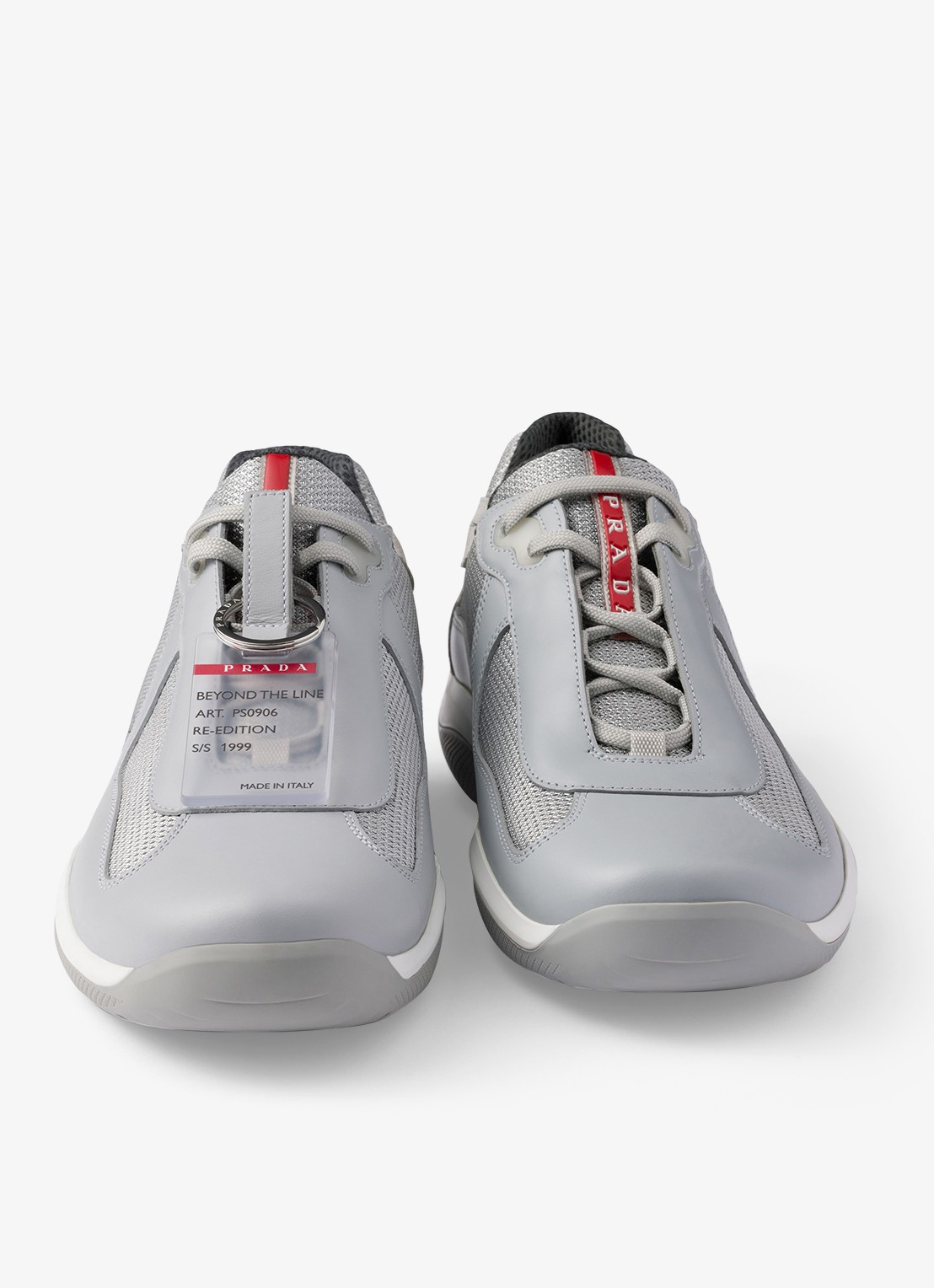 Prada America's Cup Original sneaker met leren details - detail 5 lichtgrijs