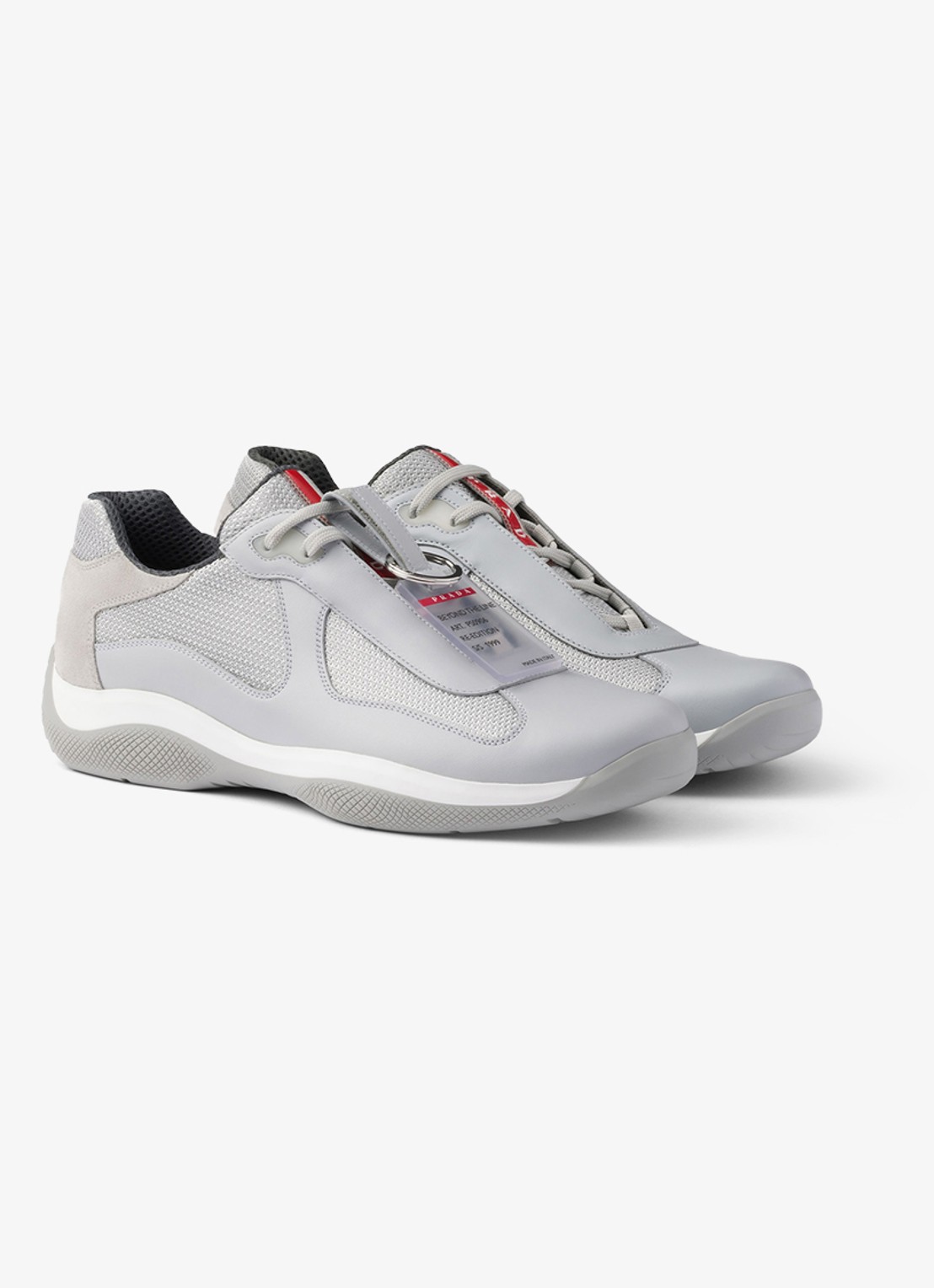 Prada America's Cup Original sneaker met leren details - voorkant 3 lichtgrijs