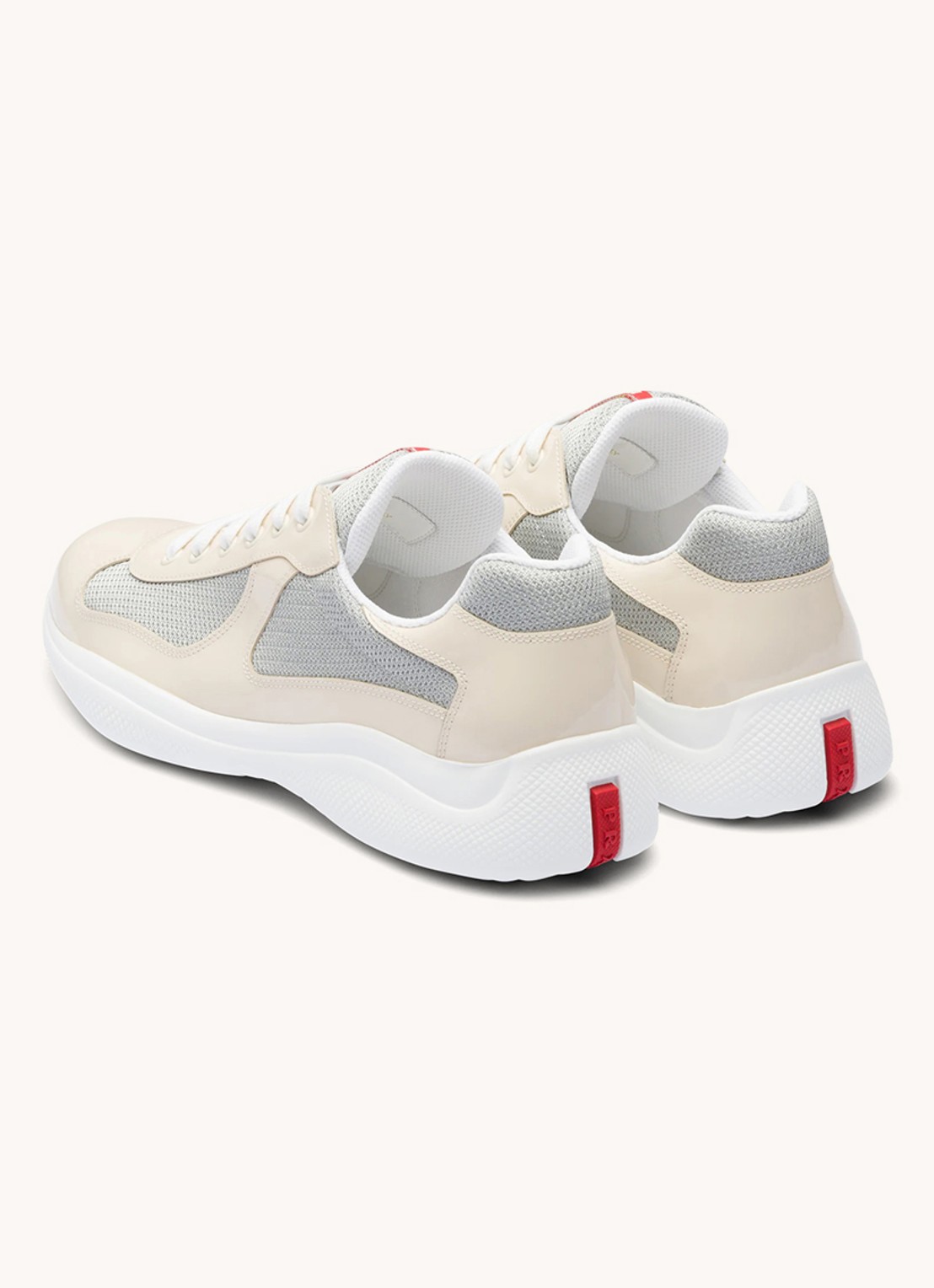 Prada America's Cup sneaker met lakleren details - detail 4 creme