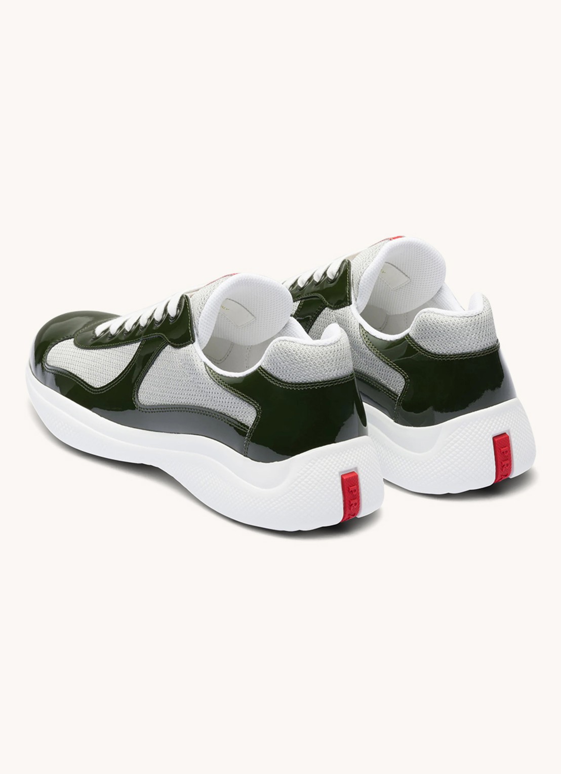 Prada America's Cup sneaker met lakleren details - detail 2 donkergroen