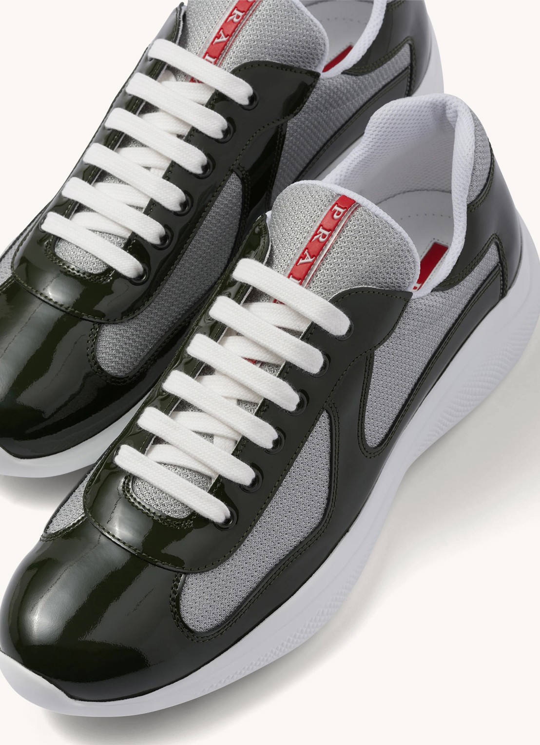 Prada America's Cup sneaker met lakleren details - detail 3 donkergroen