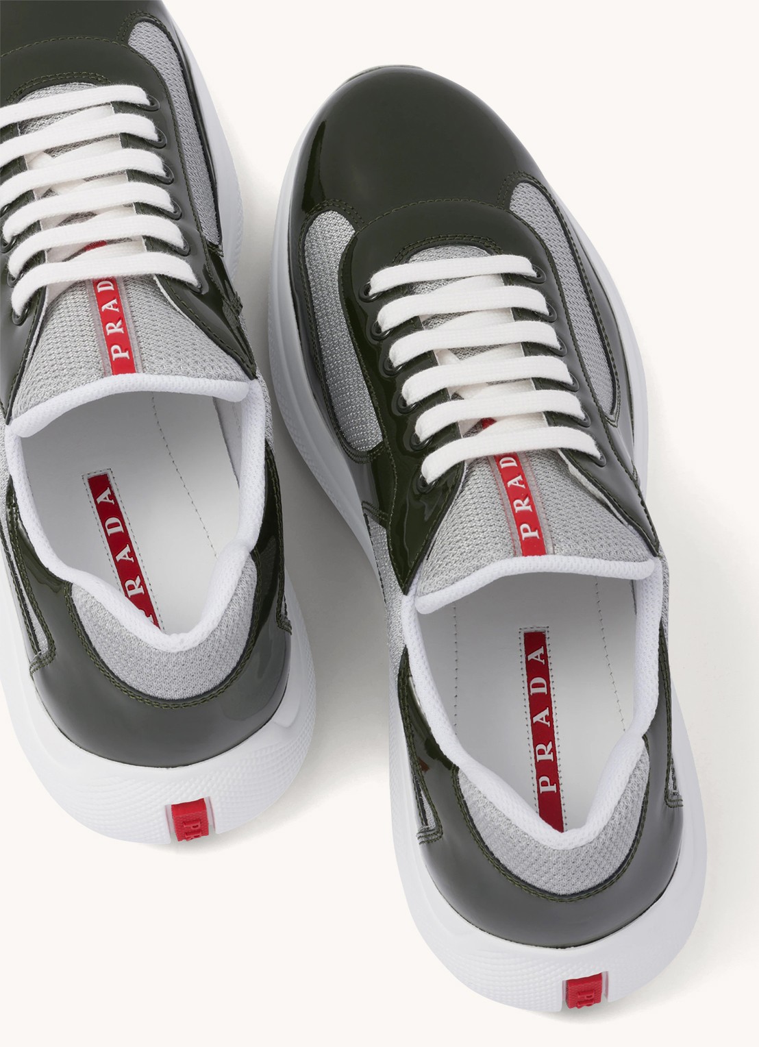 Prada America's Cup sneaker met lakleren details - detail 4 donkergroen