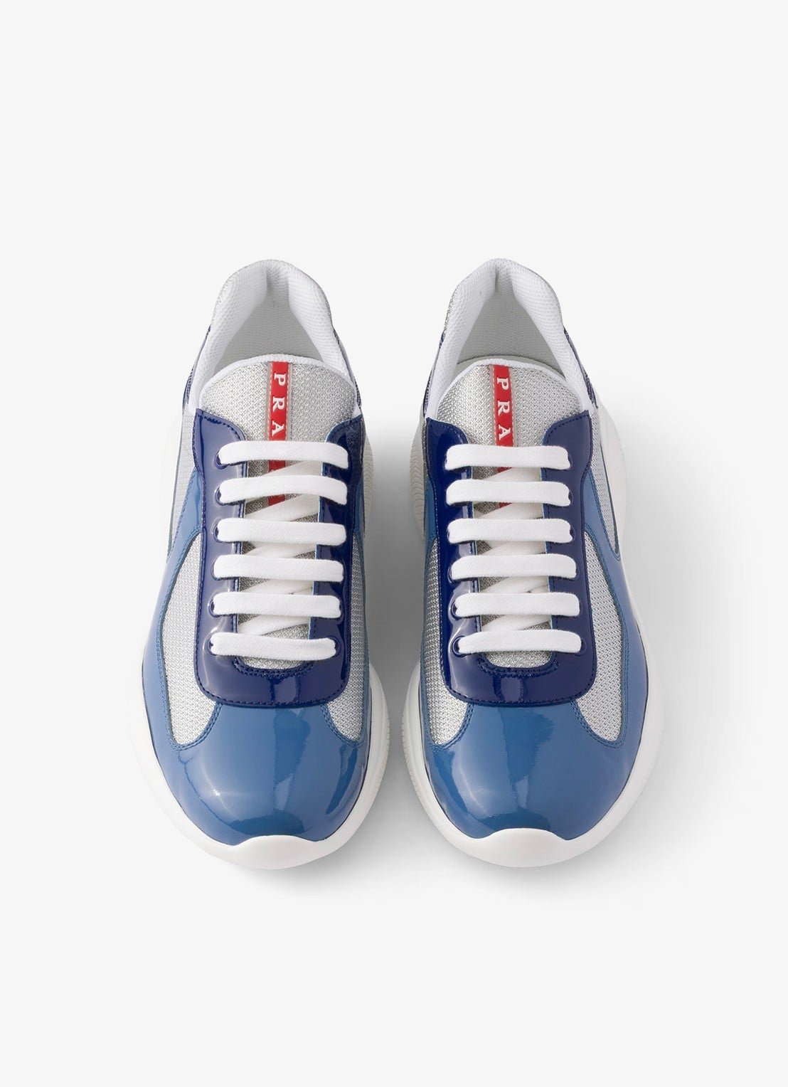 Prada America's Cup sneaker met lakleren details - detail blauw