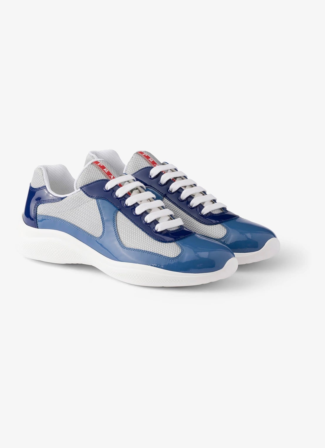 Prada America's Cup sneaker met lakleren details - voorkant 5 blauw