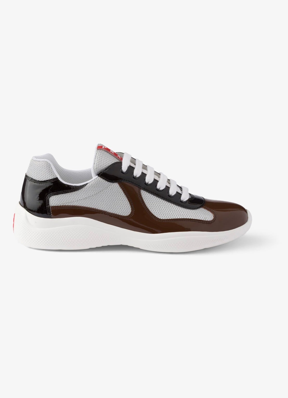 Prada America's Cup sneaker met lakleren details - voorkant 5 bruin