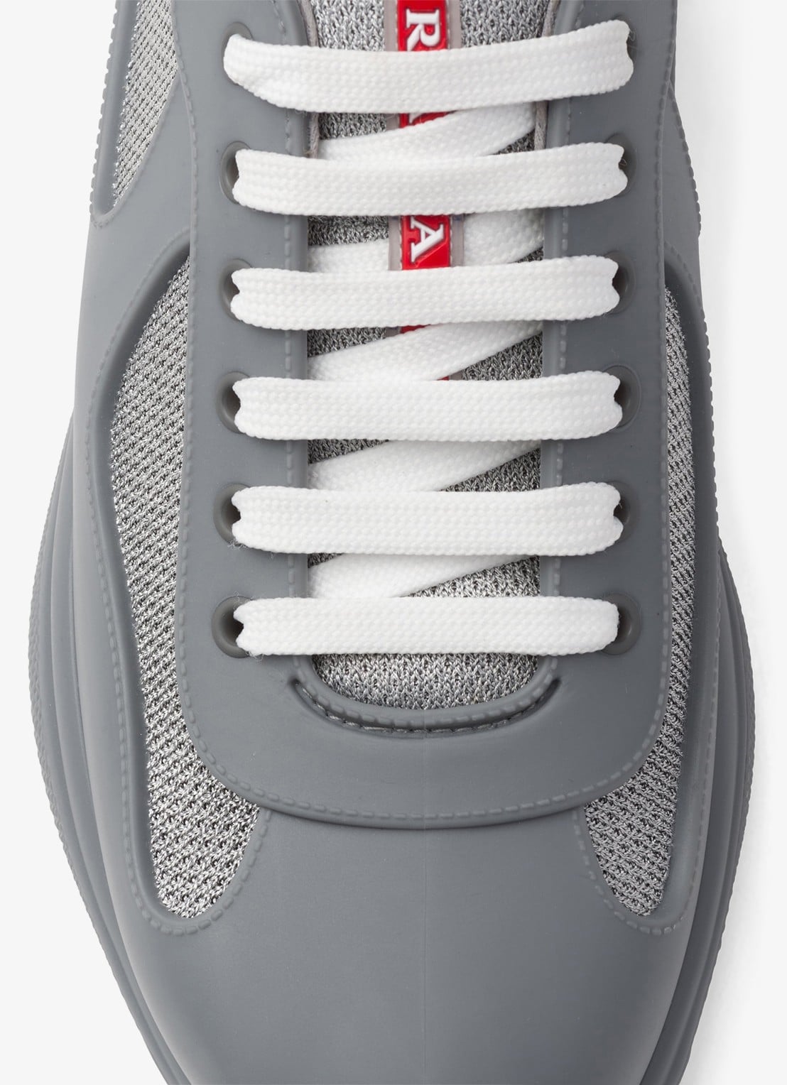 Prada America's Cup sneaker met mesh details - detail 5 grijs
