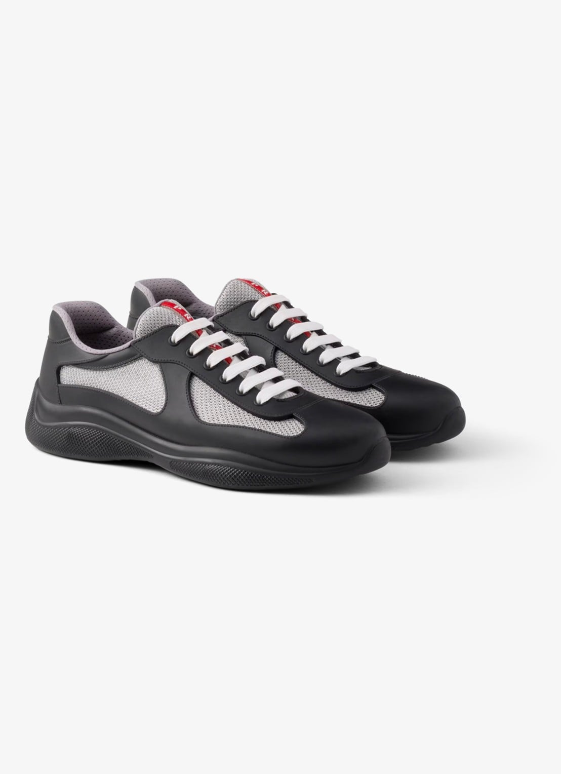 Prada America's Cup sneaker met mesh details - detail 3 zwart