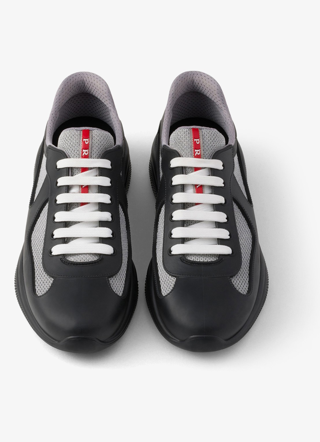 Prada America's Cup sneaker met mesh details - detail 5 zwart
