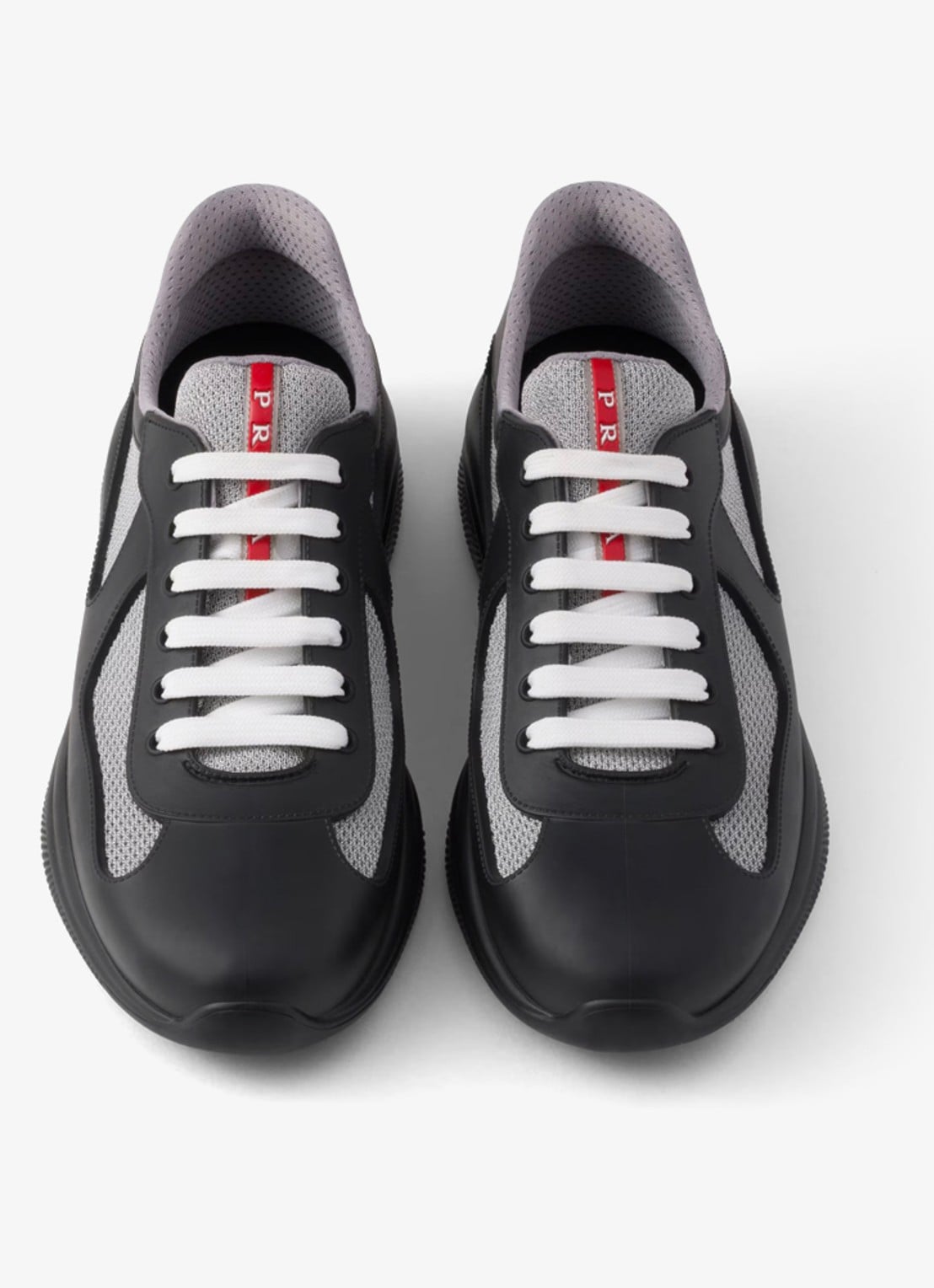 Prada America's Cup sneaker met mesh details - detail 4 zwart