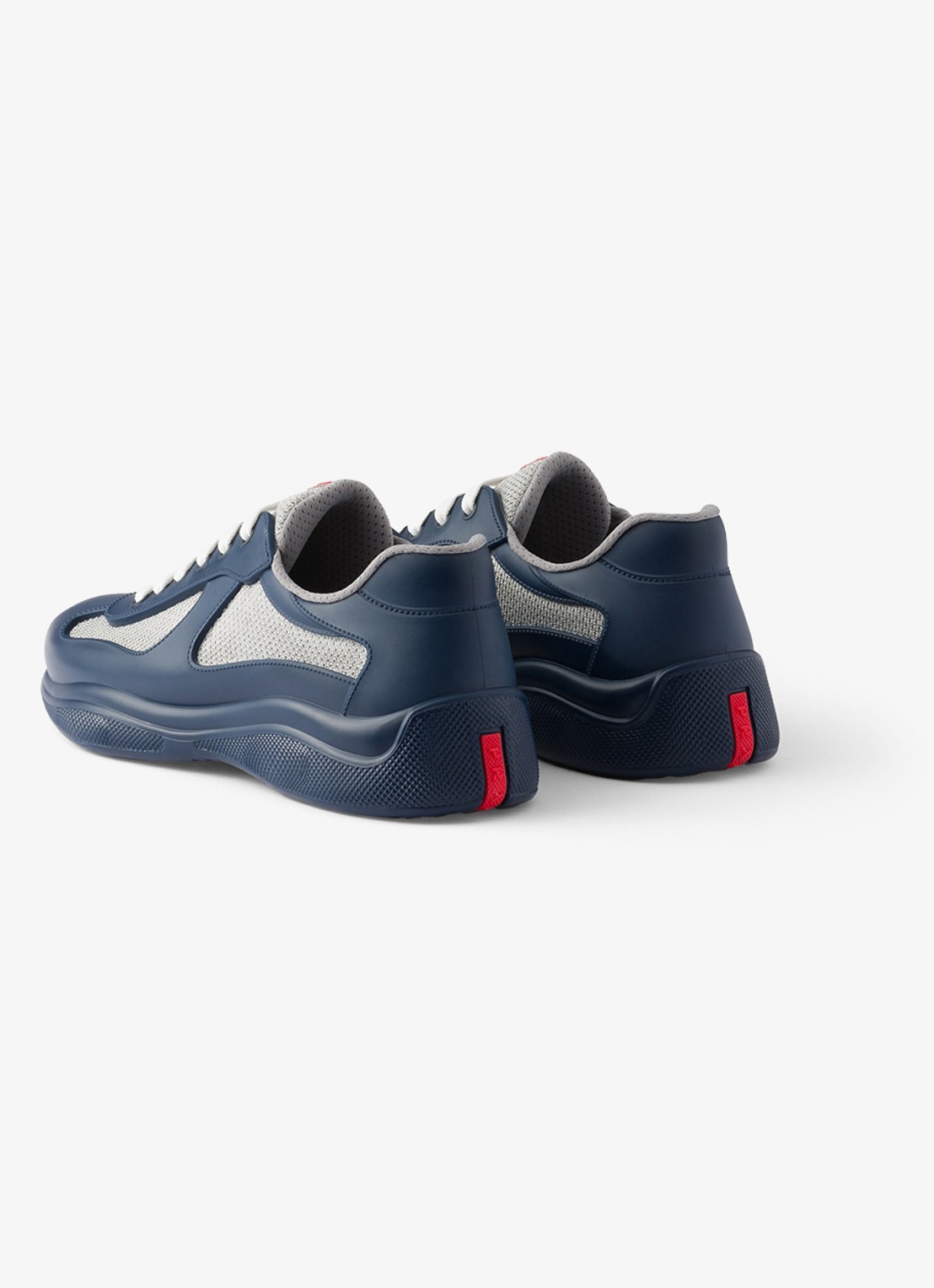 Prada America's Cup sneaker met mesh details - achterkant 5 donkerblauw