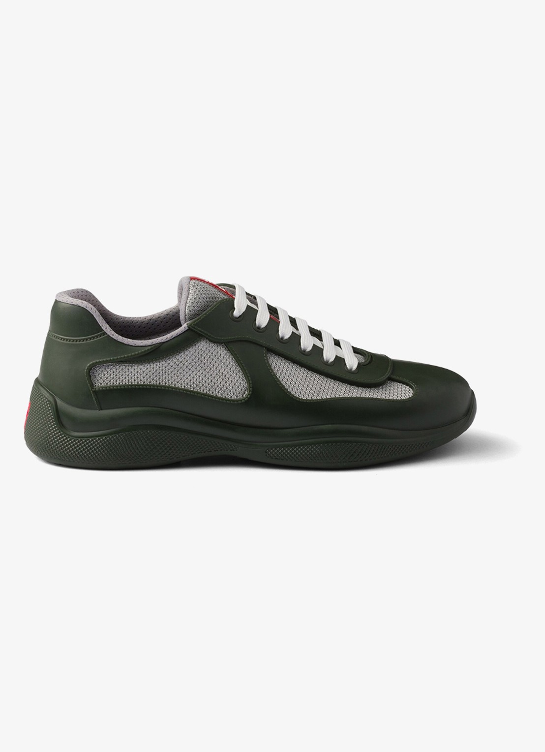 Prada America's Cup sneaker met mesh details - voorkant 2 donkergroen