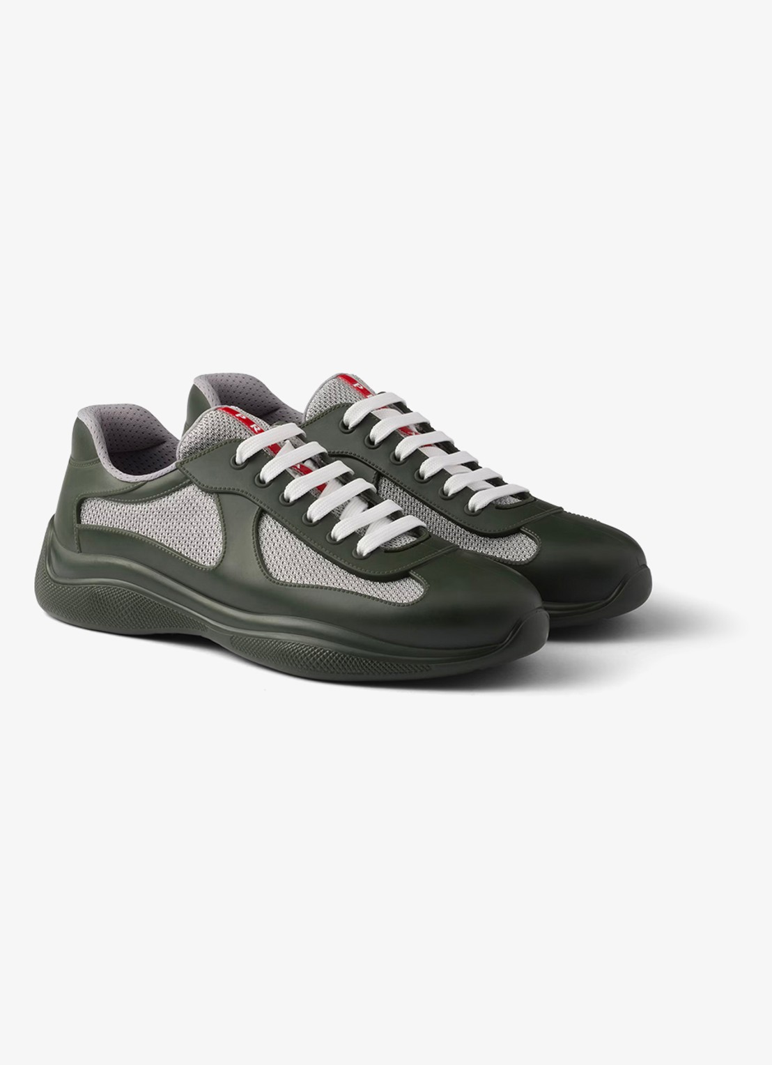 Prada America's Cup sneaker met mesh details - voorkant 3 donkergroen