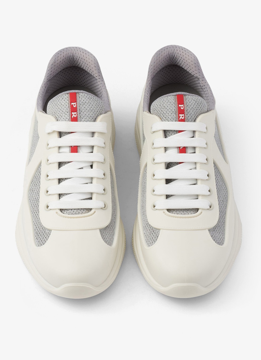 Prada America's Cup sneaker met mesh details - detail 3 wit