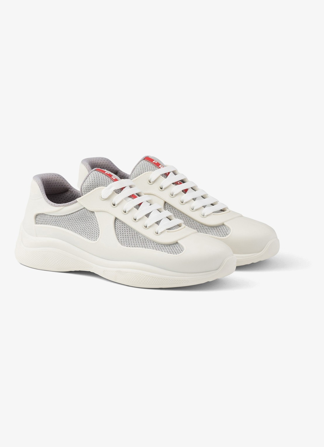 Prada America's Cup sneaker met mesh details - voorkant 2 wit