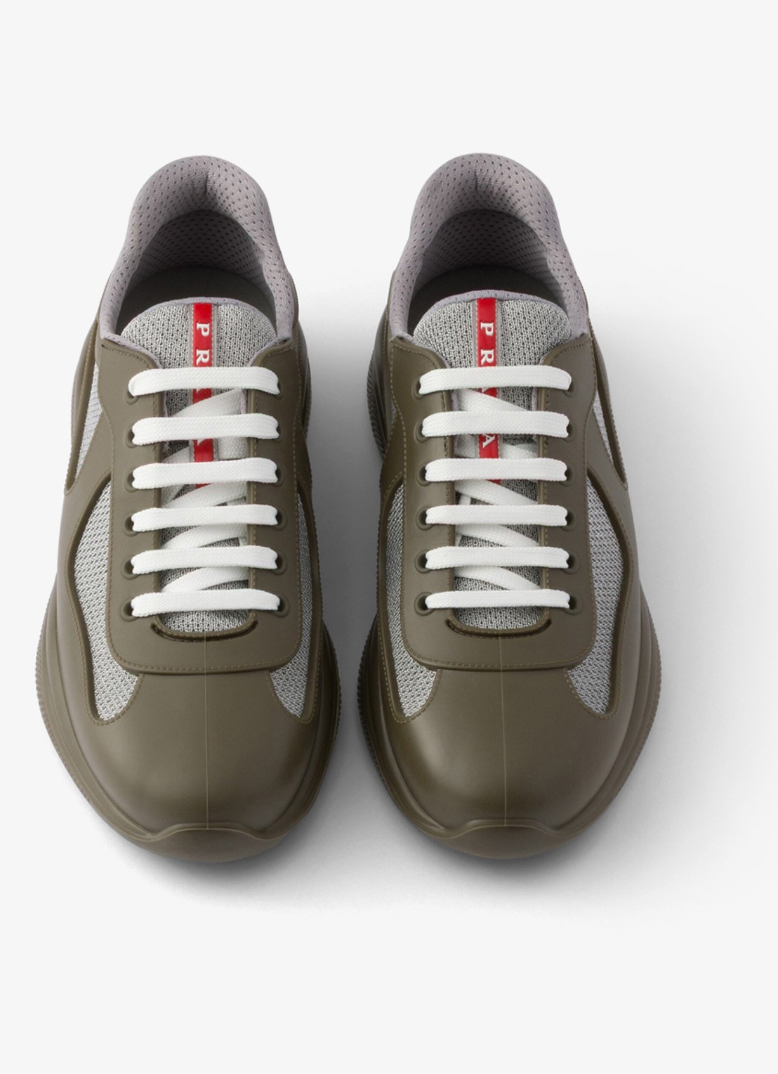 Prada America's Cup sneaker met mesh details - detail 5 legergroen