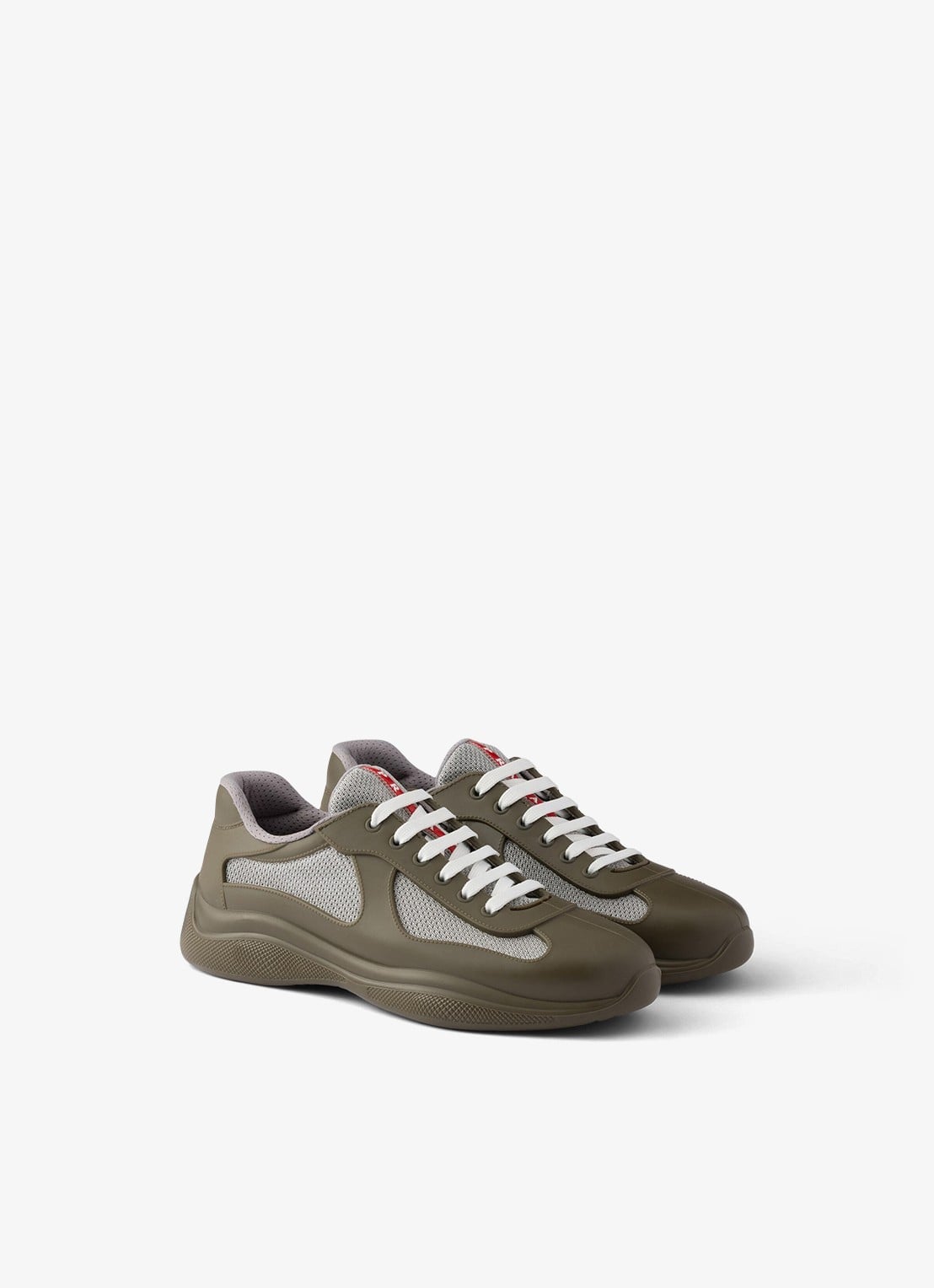 Prada America's Cup sneaker met mesh details - voorkant 3 legergroen