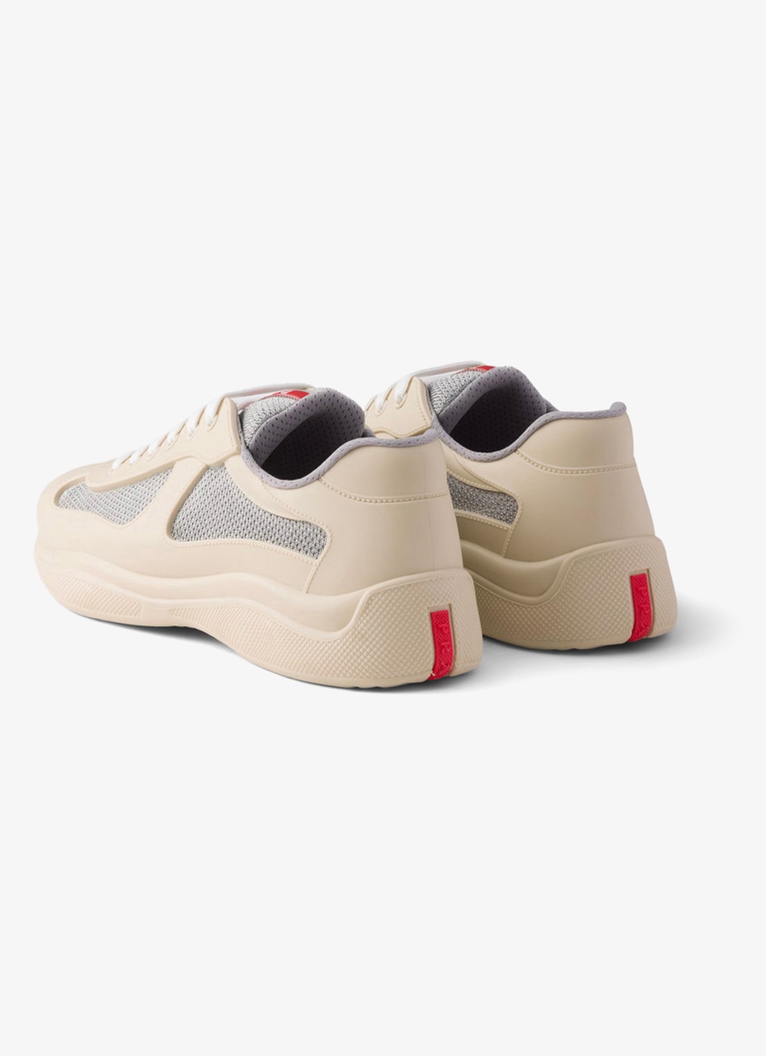 Prada America's Cup sneaker met mesh details - achterkant 4 creme