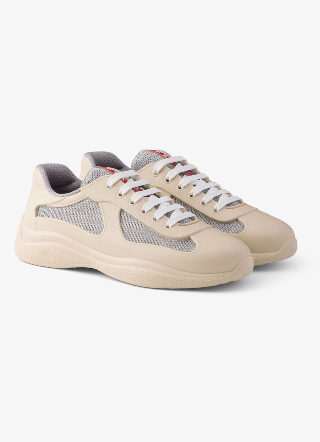 Prada America's Cup sneaker met mesh details - voorkant 6 creme