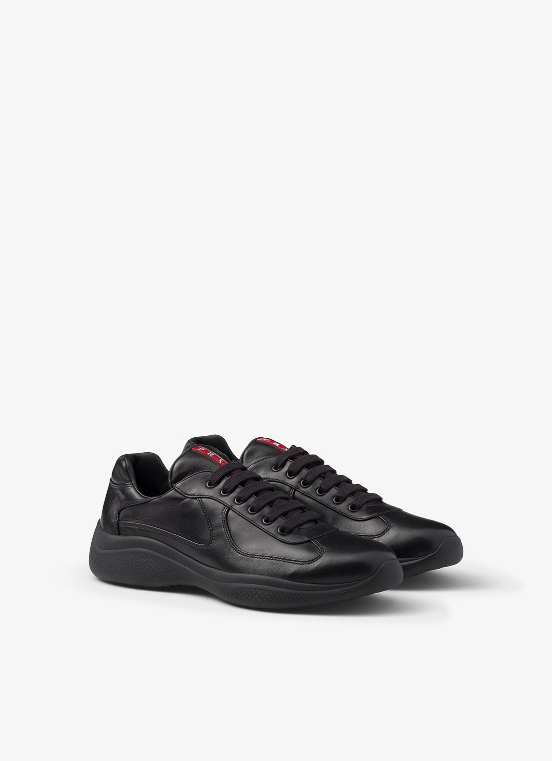 Prada America's Cup sneaker van lamsleer - voorkant 2 zwart