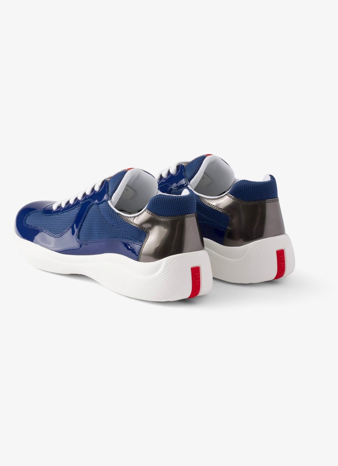Prada America's Cup sneaker van mesh met details van lakleer - achterkant 6 blauw