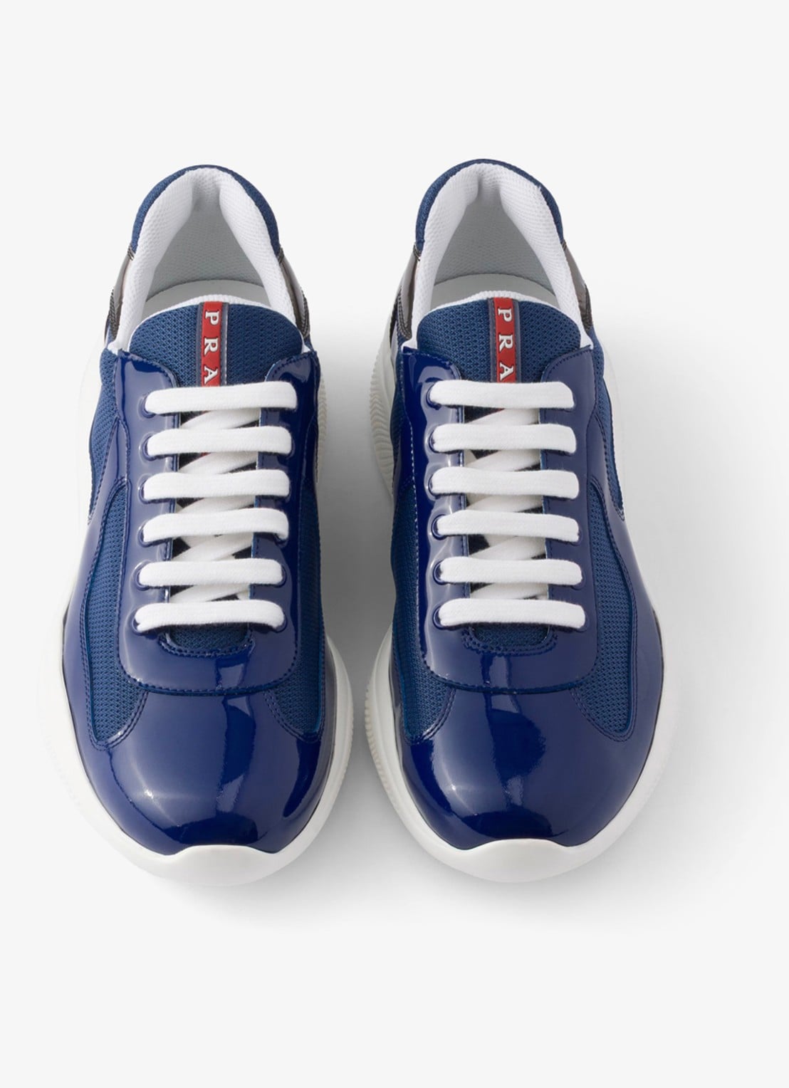 Prada America's Cup sneaker van mesh met details van lakleer - detail blauw