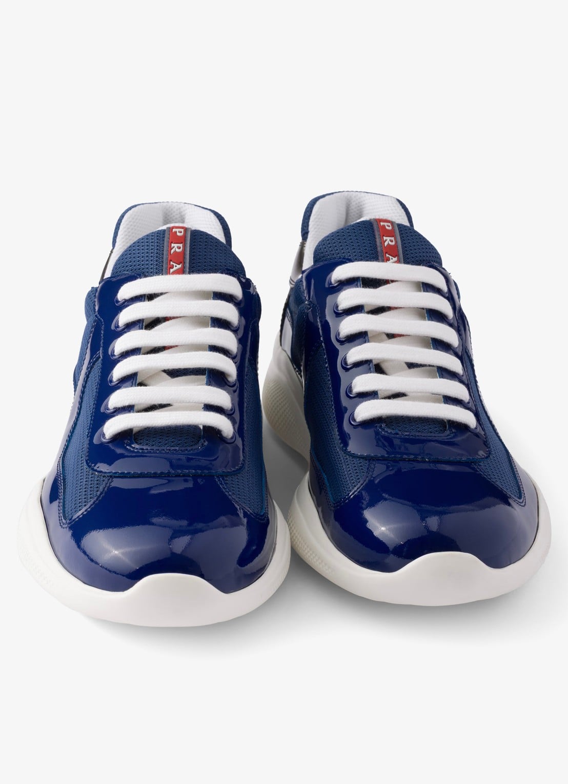 Prada America's Cup sneaker van mesh met details van lakleer - detail 2 blauw