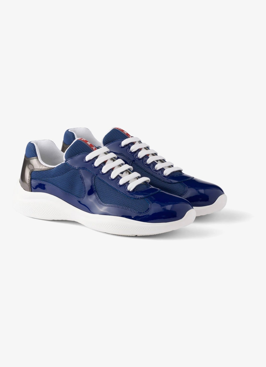 Prada America's Cup sneaker van mesh met details van lakleer - voorkant 5 blauw